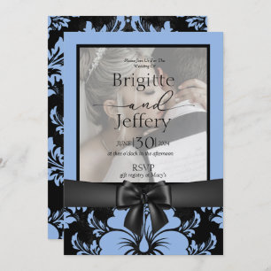 Elegant blue floral wedding save the date  invitation