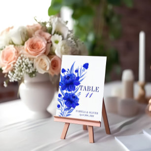  Elegant Blue Floral Wedding  Table Number