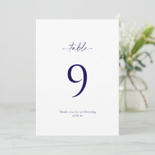 Elegant Blue Floral Wedding Table Number Card
