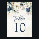 Elegant Blue Floral Wedding Table Number Cards<br><div class="desc">Elegant navy blue,  teal and cream watercolor floral table number cards with pretty winter greenery. Customize these cards with your table numbers for a special addition to your wedding tables. Also suitable for birthdays and anniversary parties.</div>