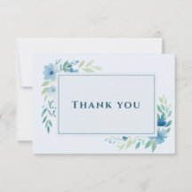 Elegant Blue Floral Wedding Thank You Card