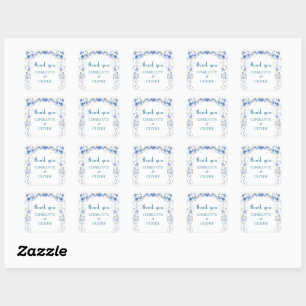Elegant Blue Floral Wedding Thank You Favour Label