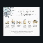 Elegant  Blue Floral Wedding Timeline and Program<br><div class="desc">Gorgeous watercolor wedding timeline and program sure to impress your guests. Elegant hand written calligraphy detail. Delicate watercolor bouquet on the corner with flowers and foliage in dusty blue, navy, white, sage and grey tones. Fine artistry watercolor timeline images in golden hues and coordinating floral details to bouquet on the...</div>