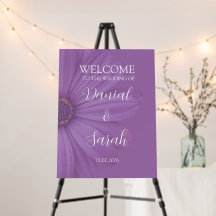 Elegant Blue Floral Wedding Welcome Sign Board