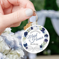 Elegant Blue Floral Wreath Maid of Honour Wedding