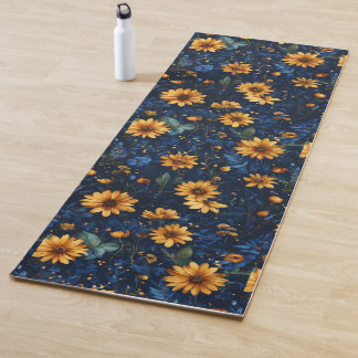 Elegant Blue Floral  Yoga Mat