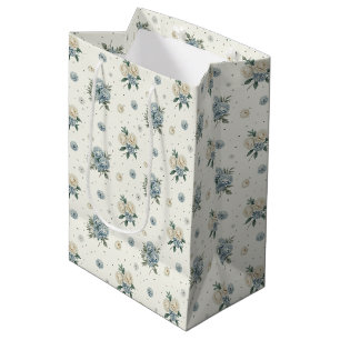 Elegant Blue Florals Medium Gift Bag