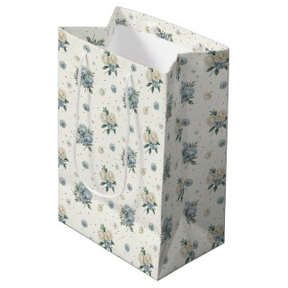 Elegant Blue Florals Medium Gift Bag