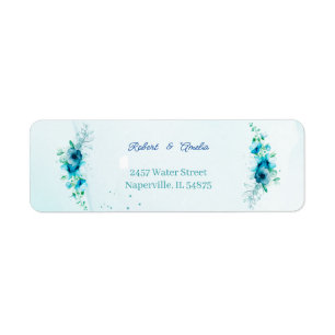 Elegant Blue Flower Customised Return Address