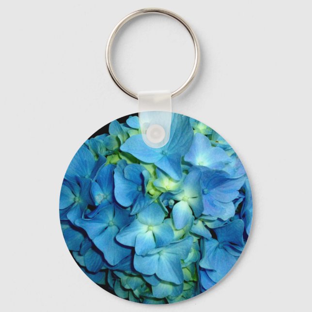 Elegant blue flower floral hydrangea   key ring (Front)