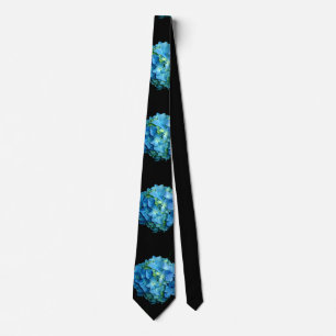Elegant blue flower floral hydrangea   tie