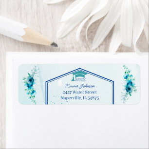 Elegant Blue Flower Personalised Return Address