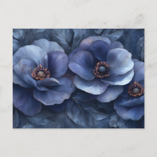 Elegant Blue Flowers Artwork with Intricate Detail Postcard