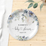 Elegant Blue Flowers Baby Shower Paper Plate<br><div class="desc">This design is a stunning display of delicate beauty and heartfelt gratitude. The pastel watercolor technique creates a soft and dreamy effect, while the use of dusty blue and blush pink colours adds a sense of elegance and charm. The floral elements are intricately detailed and add a touch of natural...</div>