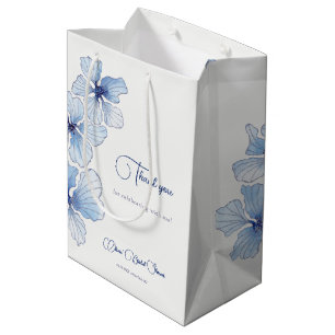 Elegant Blue Flowers Bridal Shower Medium Gift Bag