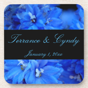Elegant Blue Flowers Personal Set of Cork Coasters