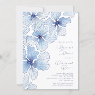Elegant Blue Flowers Rehearsal Dinner Invitation