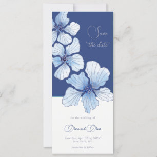 Elegant Blue Flowers Save the Date Invitation