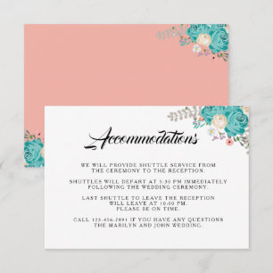 Elegant Blue Flowers Wedding Accommodations Enclosure Card
