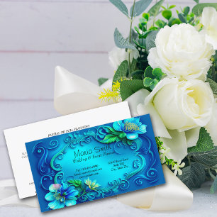 Elegant Blue Flowers Wedding Event Planner Business Card