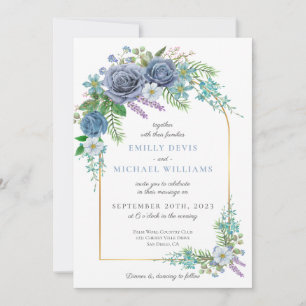 Elegant Blue Flowers Wedding Invitation