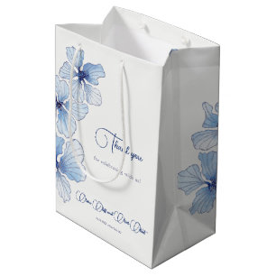 Elegant Blue Flowers Wedding Medium Gift Bag