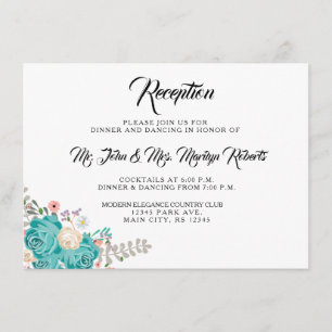 Elegant Blue Flowers Wedding Reception Enclosure Card
