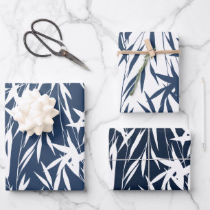 Elegant Blue Foliage leaves Wrapping Paper Sheet