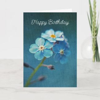 Elegant Blue Forget-me-nots Flowers Happy Birthday Card