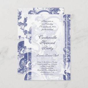 Elegant Blue French Baroque Toile Invitation
