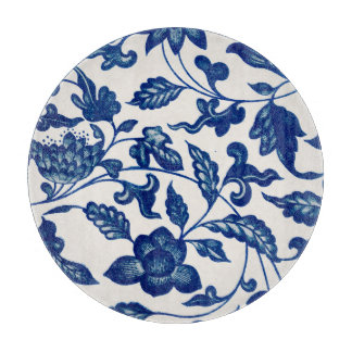 Elegant Blue French Country Chinoiserie Glass Cutting Board
