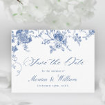 Elegant Blue French Garden Wedding Save the Date Postcard<br><div class="desc">Elegant Vintage Blue French Garden Floral Wedding Save the Date Postcard.</div>