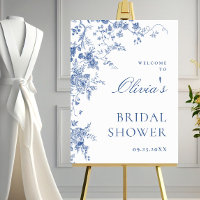 Elegant Blue French Garden WELCOME Bridal Shower