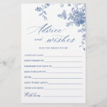 Elegant Blue French Garden Wishes & Advice Card<br><div class="desc">Personalise with the bride to be's name and date of shower. 
For further customisation,  please click the "customise further" link. If you need help,  contact me please.</div>