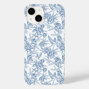 Elegant Blue French Toile de Jouy Floral Pattern Case-Mate iPhone 14 Case