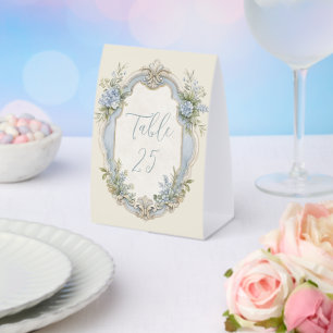 Elegant Blue French Vintage Floral Frame Wedding