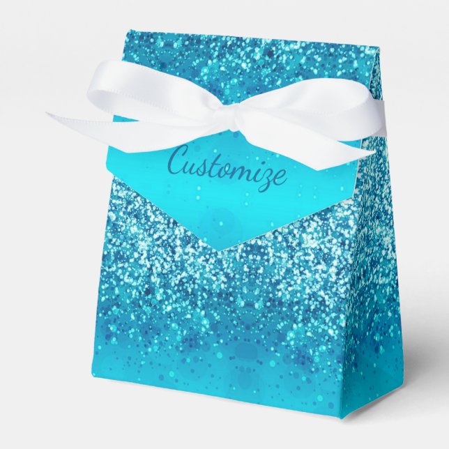 Elegant Blue Frost Sparkle Tent Favour Box (Front Side)