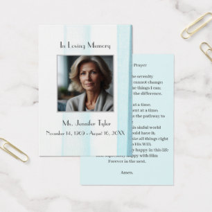 Elegant Blue Funeral Memorial Prayer Card 