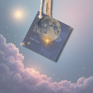 elegant blue galaxy celestial sky wedding favour tags