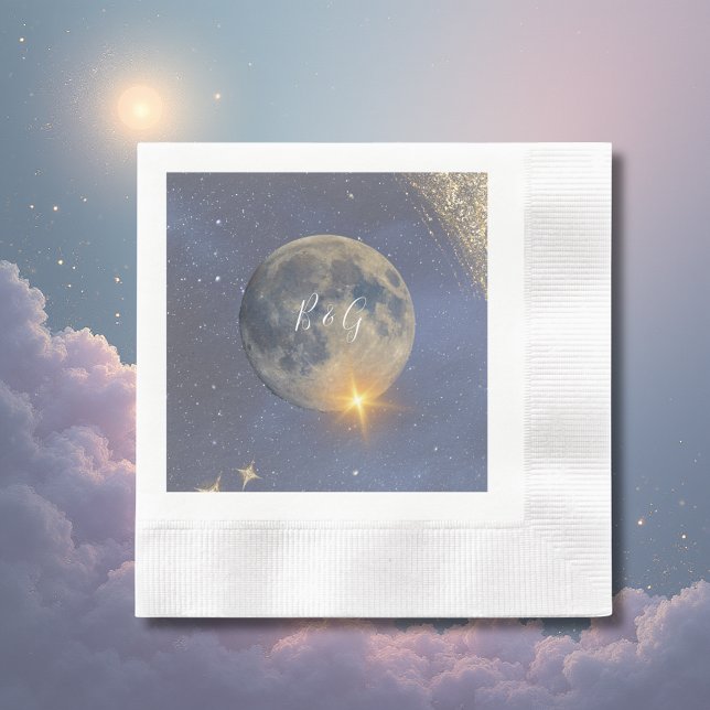 elegant blue galaxy celestial sky wedding  napkin (Creator Uploaded)