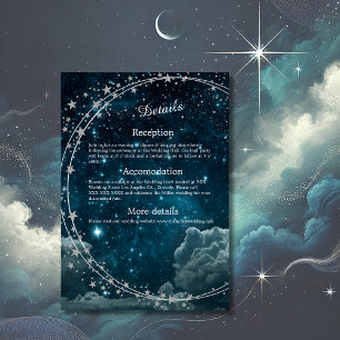 elegant blue galaxy sky wedding  enclosure card