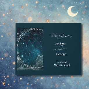 elegant blue galaxy sky wedding  guest book