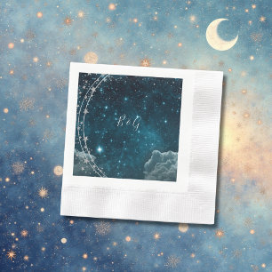 elegant blue galaxy sky wedding  napkin