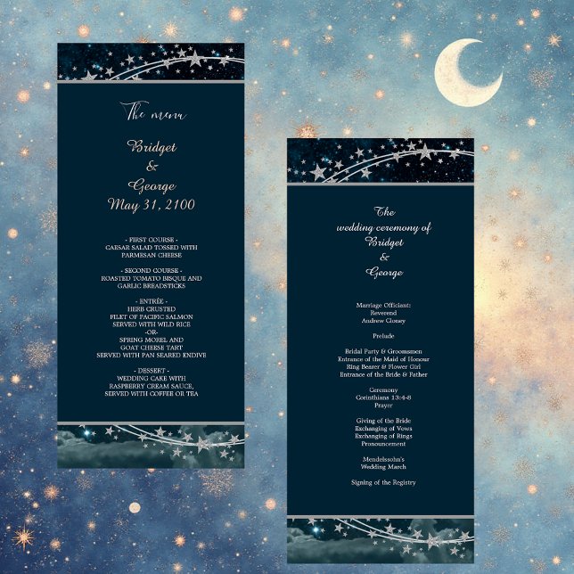 elegant blue galaxy sky wedding  programme (Creator Uploaded)
