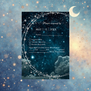 elegant blue galaxy sky wedding  RSVP card