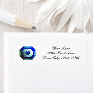 Elegant blue gem jewel script wedding address