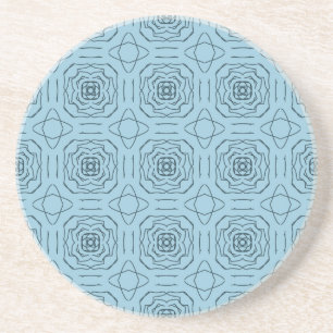 Elegant Blue Geometric Line Art Seamless Pattern Coaster
