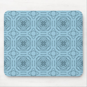 Elegant Blue Geometric Line Art Seamless Pattern Mouse Mat