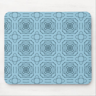 Elegant Blue Geometric Line Art Seamless Pattern Mouse Mat