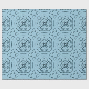 Elegant Blue Geometric Line Art Seamless Pattern Wrapping Paper